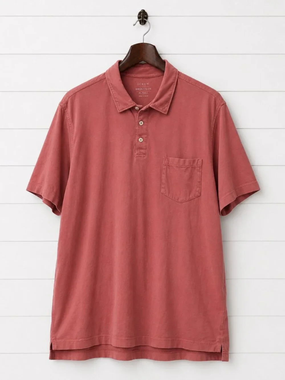 J.Crew Broken-In Polo Shirt Mens XL Tall Coral Pocket Preppy Coastal Casual
